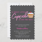 甘い小さなカップケーキガールベイビーシャワー 招待状 (正面)