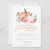 甘い小さなカボチャがワイルドフラワーのベビー 招待状 (正面)