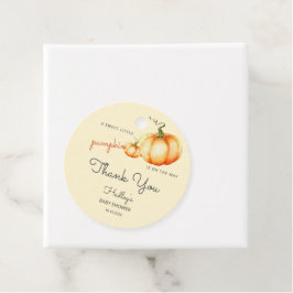 甘い小さなカボチャが赤ちゃんシャワーの途中にある フェイバータグ