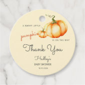 甘い小さなカボチャが赤ちゃんシャワーの途中にある フェイバータグ (正面)