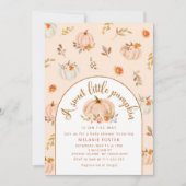 甘い小さなカボチャが赤ちゃんシャワーの途中にある 招待状 (正面)