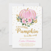甘い小さなカボチャが赤ちゃんシャワーの途中にある 招待状 (正面)