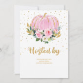 甘い小さなカボチャが赤ちゃんシャワーの途中にある 招待状 (裏面)