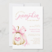 甘い小さなカボチャが赤ちゃんシャワーの途中にある 招待状 (正面)