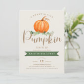 甘い小さなカボチャが赤ちゃんシャワーの途中にある 招待状 (スタンド正面)