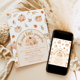 甘い小さなカボチャが赤ちゃんシャワーの途中にある 招待状