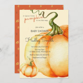 甘い小さなカボチャが赤ちゃんシャワーの途中にある 招待状 (正面/裏面)