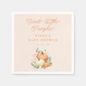 甘い小さなカボチャのピンクとオレンジの赤ちゃんシャワー スタンダードカクテルナプキン (正面)