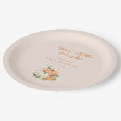 甘い小さなカボチャのピンクとオレンジの赤ちゃんシャワー ペーパープレート (アングル)