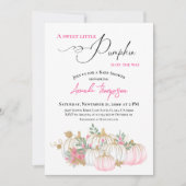 甘い小さなカボチャのピンクの緑の赤ちゃんシャワー 招待状 (正面)