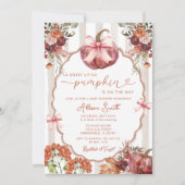 甘い小さなカボチャのマルサラ弓の赤ちゃんシャワー 招待状 (正面)