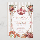 甘い小さなカボチャのマルサラ弓の赤ちゃんシャワー 招待状 (正面/裏面)