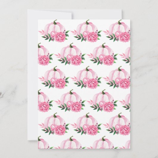 甘い小さなカボチャのミニマリストピンクの赤ちゃんシャワー 招待状 (裏面)