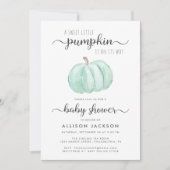 甘い小さなカボチャのミントウォーター色ベビーシャワー 招待状 (正面)