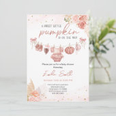 甘い小さなカボチャの物干し用のベビーシャワー 招待状 (スタンド正面)