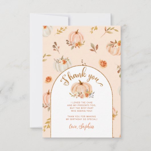 甘い小さなカボチャの誕生日感謝していあなた カード (正面)