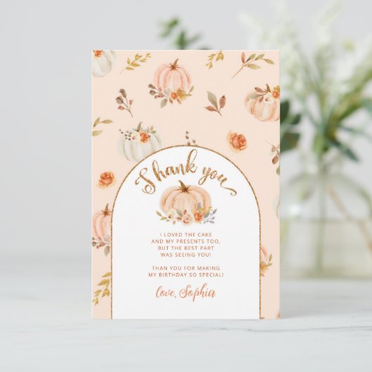 甘い小さなカボチャの誕生日感謝していあなた カード (スタンド正面)