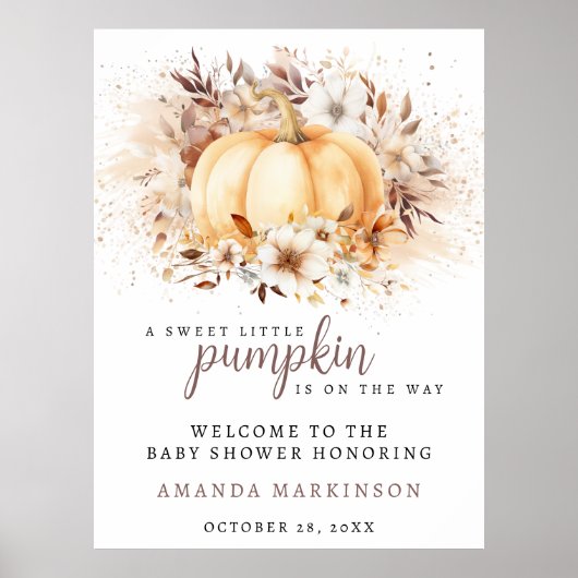 甘い小さなカボチャ中立の赤ちゃんシャワーへようこそ ポスター (正面)