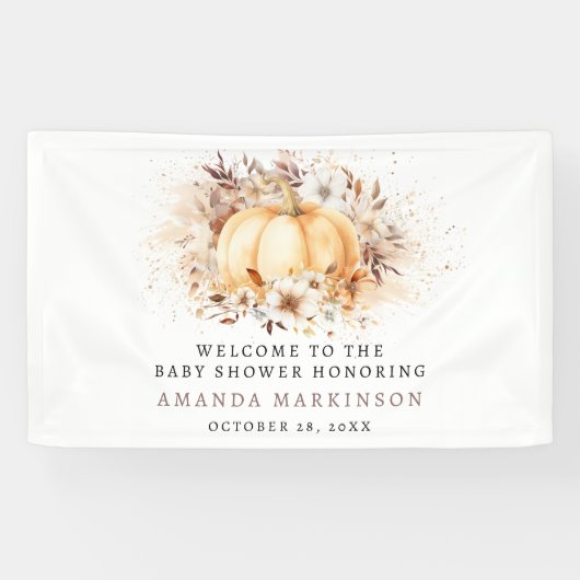 甘い小さなカボチャ中立の赤ちゃんシャワーへようこそ 横断幕 (横)