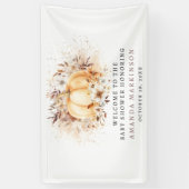 甘い小さなカボチャ中立の赤ちゃんシャワーへようこそ 横断幕 (縦)