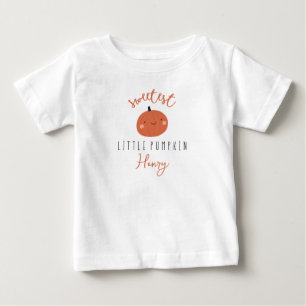 甘い小さなカボチャ名前をカスタムする ベビーTシャツ