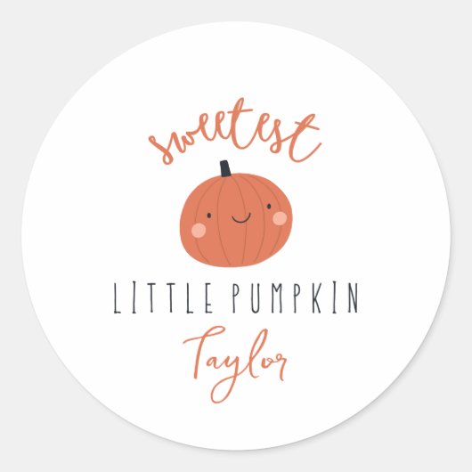 甘い小さなカボチャ名前をカスタムする ラウンドシール (正面)