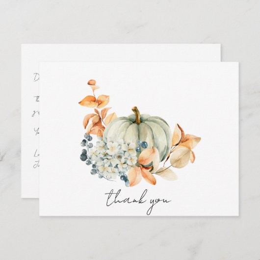 甘い小さなカボチャ赤ちゃんシャワーありがとうノート サンキューカード (正面/裏面)