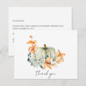 甘い小さなカボチャ赤ちゃんシャワーありがとうノート サンキューカード (正面/裏面)