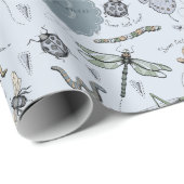 甘い小さなキラキラ青いベビー虫の虫の子供 ラッピングペーパー (ロールコーナー)