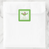 甘い小さなサル双子ベビーシャワーステッカー スクエアシール (バッグ)