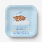 甘い小さなテディベア男の子の赤ちゃんシャワー ペーパープレート (正面)