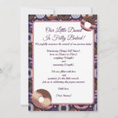 甘い小さなドーナツ紫色の誕生のお知らせ 招待状 (正面)