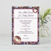 甘い小さなドーナツ紫色の誕生のお知らせ 招待状 (スタンド正面)