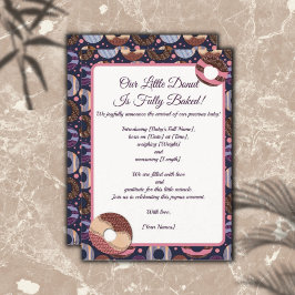 甘い小さなドーナツ紫色の誕生のお知らせ 招待状