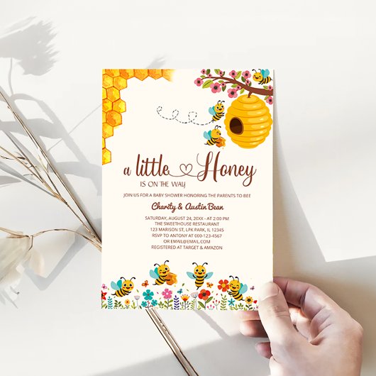甘い小さなハチミツは、その方法ベビーシャワー 招待状