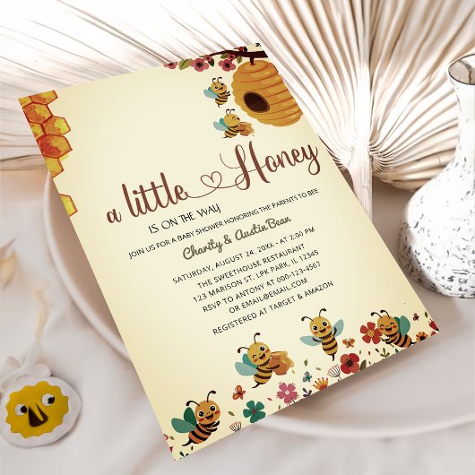 甘い小さなハチミツは、その方法ベビーシャワー 招待状