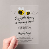 甘い小さなハニービー2nd誕生日 アクリル招待状 (インサイチュ (ポータブル))