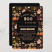 甘い小さなハロウィーンのブーが進行中 招待状 (正面/裏面)