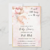 甘い小さなバニーが赤ちゃんシャワーの途中にある 招待状 (正面)