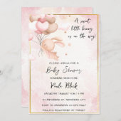 甘い小さなバニーが赤ちゃんシャワーの途中にある 招待状 (正面/裏面)