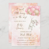 甘い小さなバニーが途中ベビーシャワーInv 招待状 (正面/裏面)