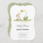 甘い小さなバニーのウサギの赤ちゃんシャワー 招待状 (正面/裏面)