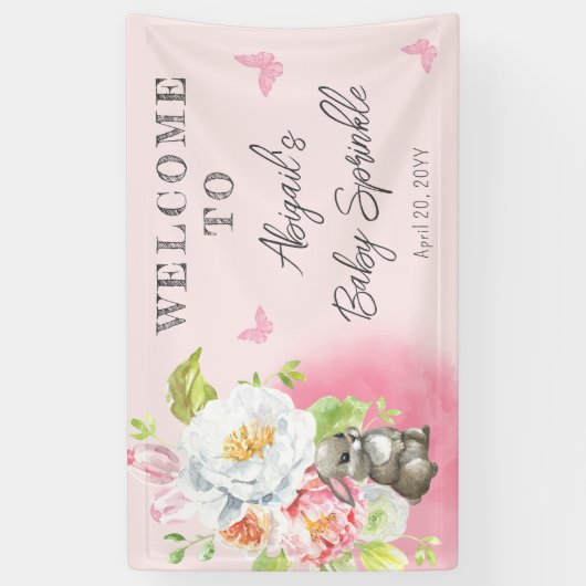 甘い小さなバニーのベビーを振りかけるようこそ 横断幕 (縦)