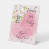 甘い小さなバニーの赤ちゃんシャワーのベビー 台座サイン (正面)