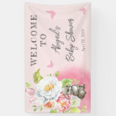 甘い小さなバニーの赤ちゃんシャワーへようこそ 横断幕 (縦)