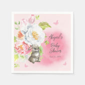 甘い小さなバニーピンクの女の子の赤ちゃんシャワー スタンダードカクテルナプキン (正面)