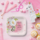 甘い小さなバニーピンクの女の子の赤ちゃんシャワー ペーパープレート (パーティー)