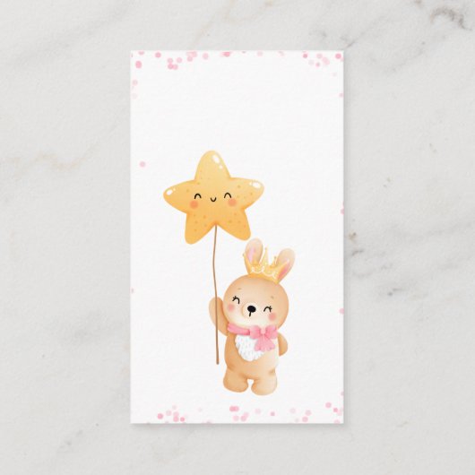 甘い小さなバニー女の子おむつラッフルベビーシャワー エンクロージャーカード (裏面)