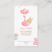 甘い小さなバニー女の子おむつラッフルベビーシャワー エンクロージャーカード (正面)