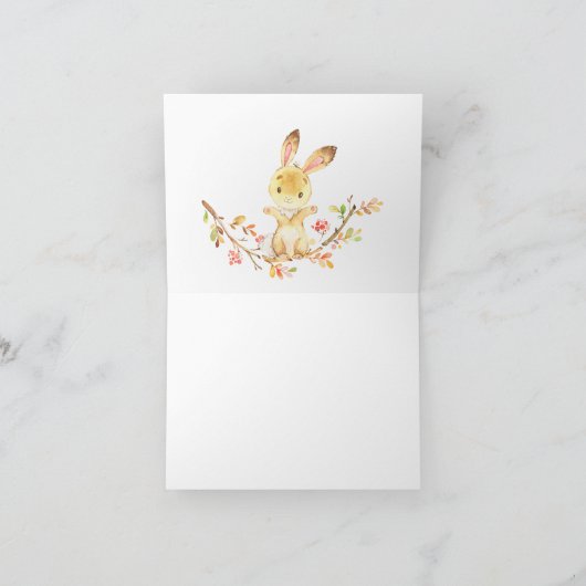 甘い小さなバニー赤ちゃんシャワーありがとう サンキューカード (内部)